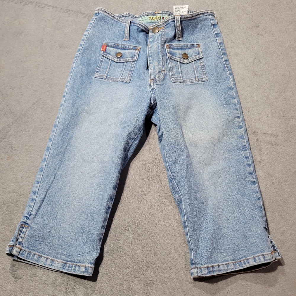 Mudd Capri‎ Jeans Girls Size 12 Light Blue 6DA189 Y2K Vintage Utility Pockets